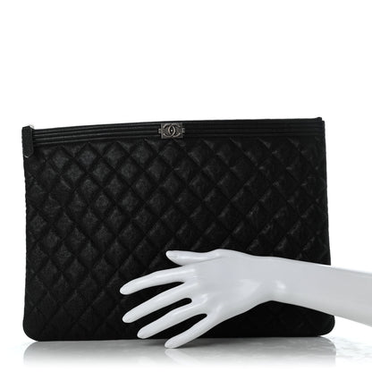Chanel Iridescent Caviar Quilted Large Boy Cosmetic Case Black 2 of 7