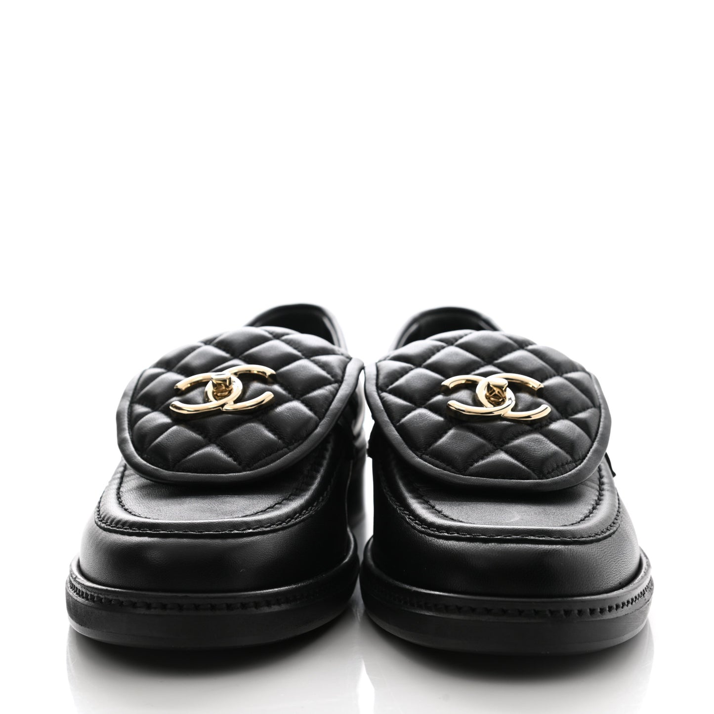 Lambskin Quilted CC Turnlock Loafers 39 Black