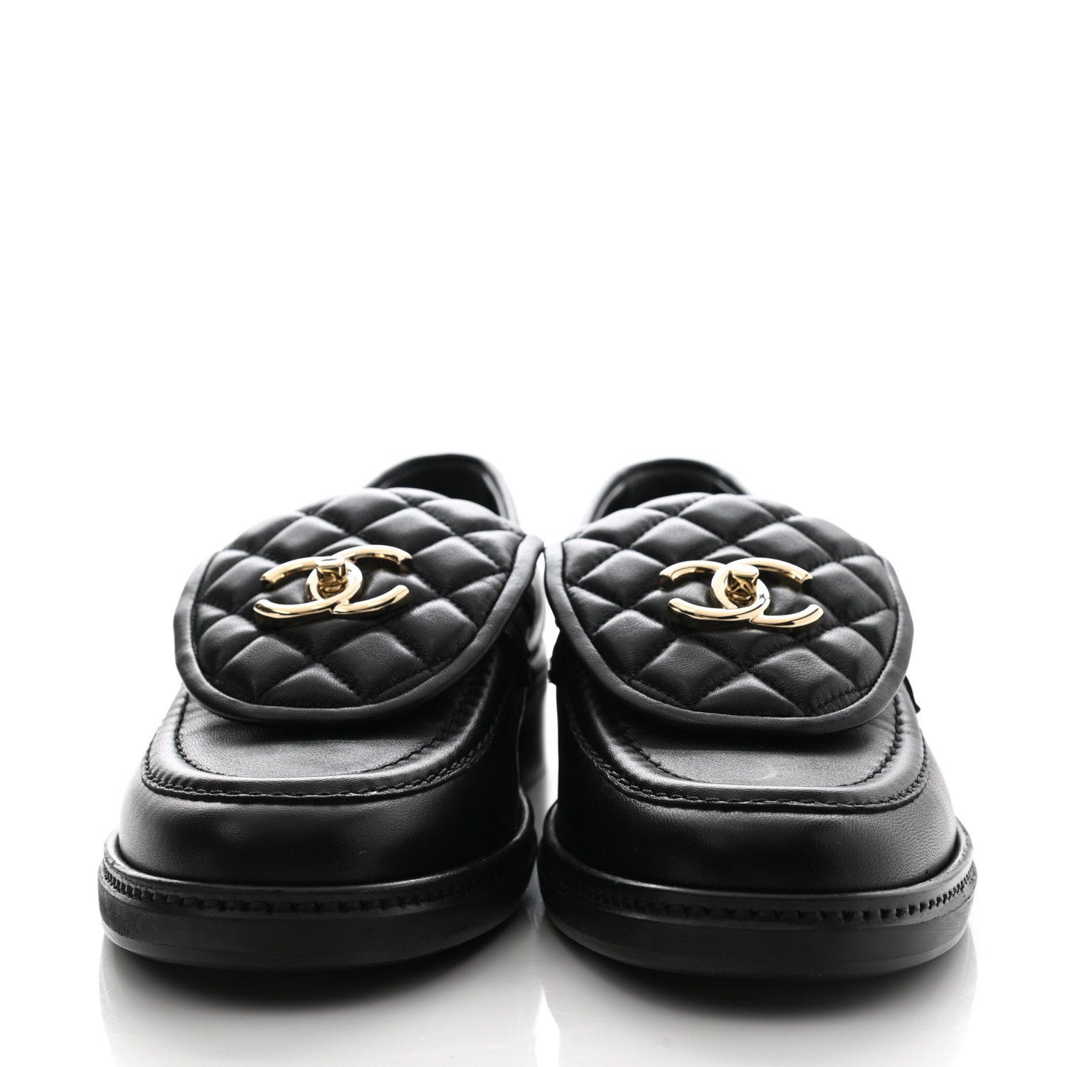 Chanel Lambskin Quilted CC Turnlock Loafers 39 Black 2 of 8