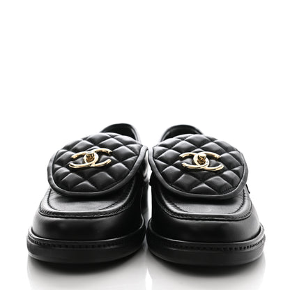 Chanel Lambskin Quilted CC Turnlock Loafers 39 Black 2 of 8
