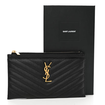 Saint Laurent Grain De Poudre Chevron Monogram Bill Pouch Black 8 of 8
