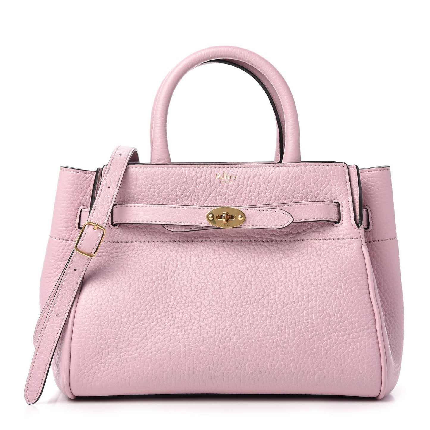 Heavy Grain Calfskin Small Belted Bayswater Tote Powder Pink