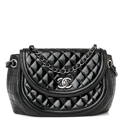Chanel Lambskin Patent Classic Twist Crescent Flap Bag Black 1 of 11
