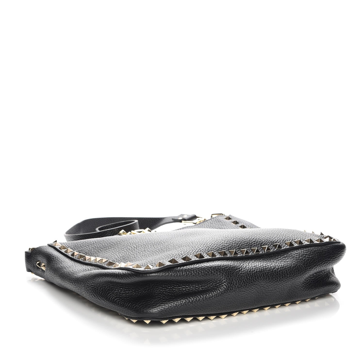 Valentino Garavani Pebbled Calfskin Small Rockstud Flip-Lock Messenger Bag Black 4 of 7