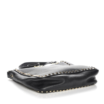 Valentino Garavani Pebbled Calfskin Small Rockstud Flip-Lock Messenger Bag Black 4 of 7