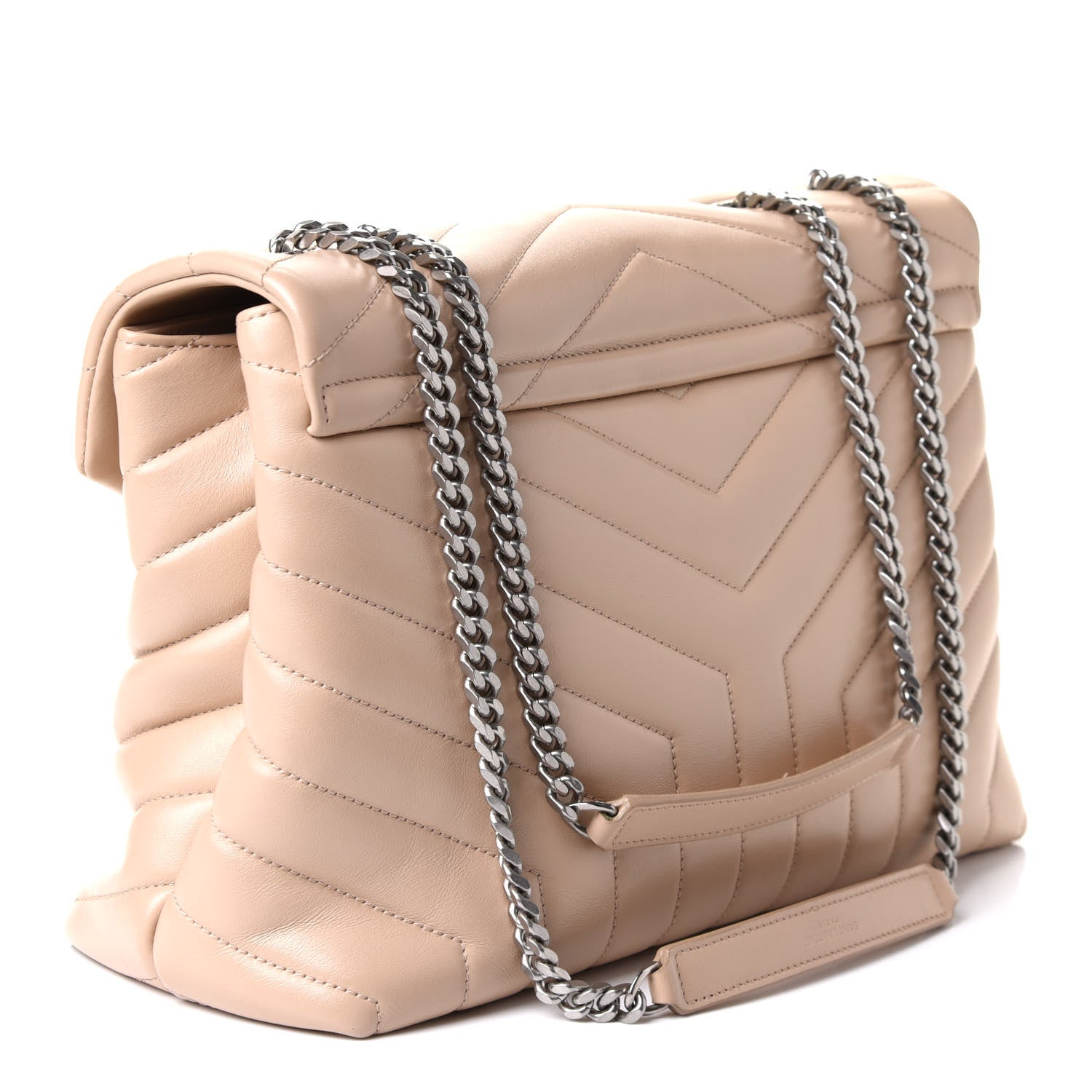 Saint Laurent Calfskin Y Quilted Monogram Medium Loulou Chain Satchel Nude Powder 2 of 10