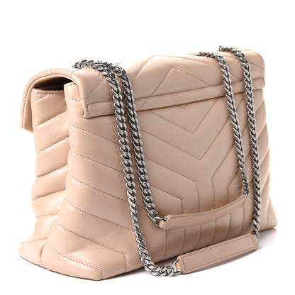Saint Laurent Calfskin Y Quilted Monogram Medium Loulou Chain Satchel Nude Powder 2 of 10