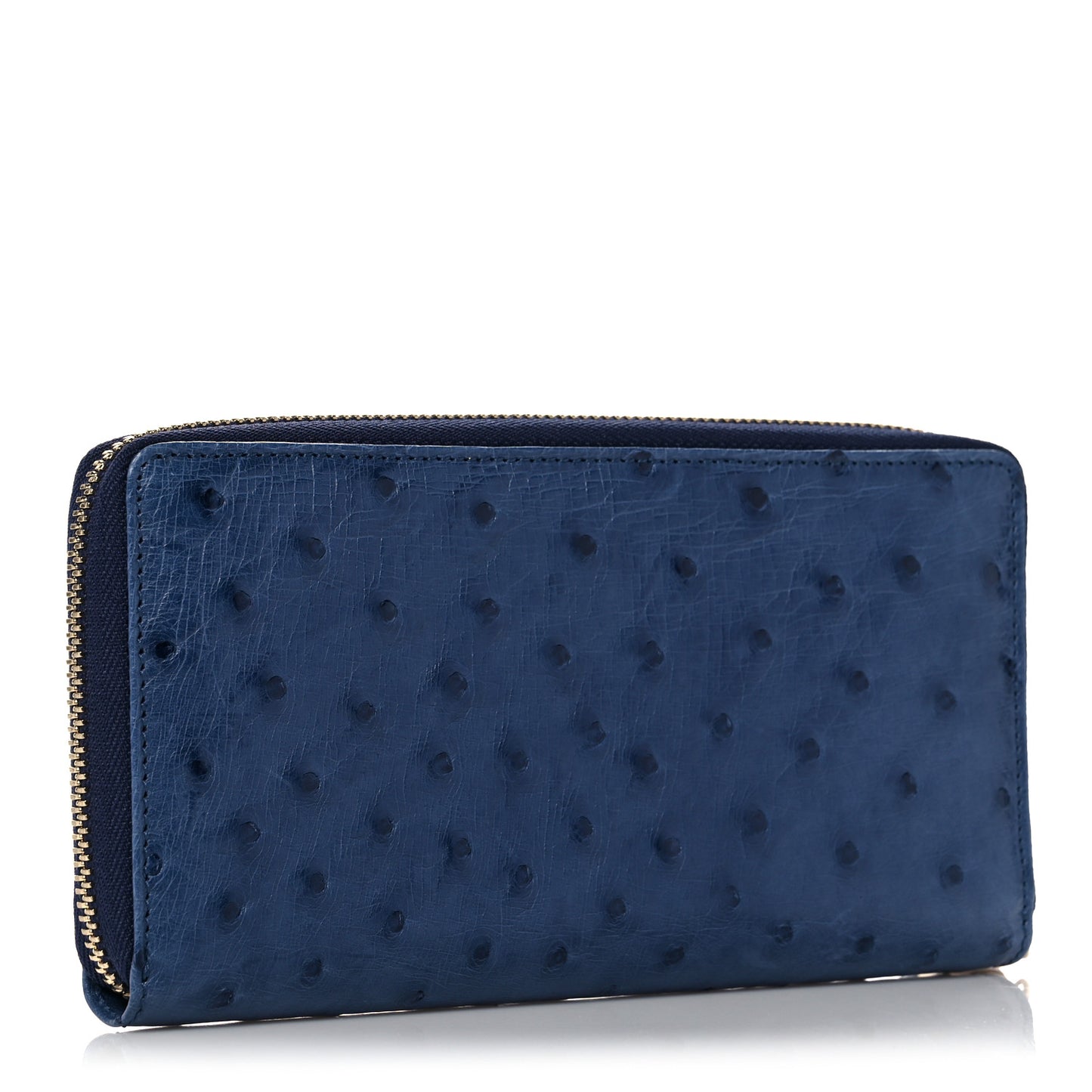 Ostrich Bamboo Zip Around Wallet Dark Blue