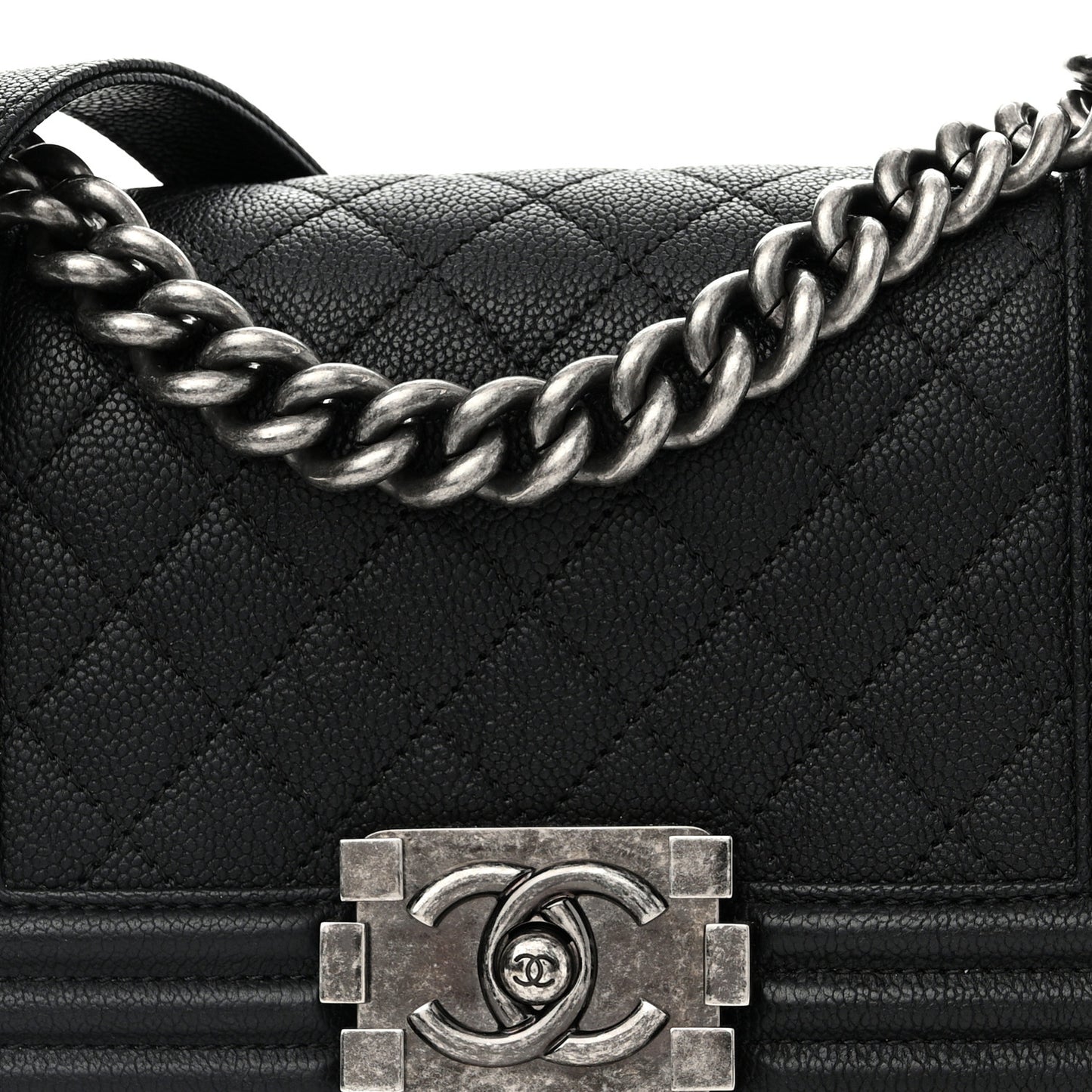 Caviar Quilted Small Boy Flap Black