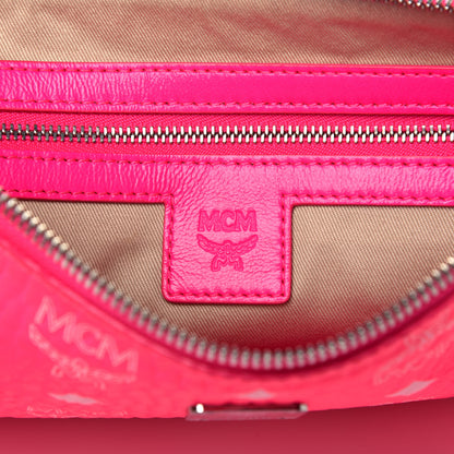 MCM Visetos Wristlet Zip Pouch Neon Pink 10 of 14