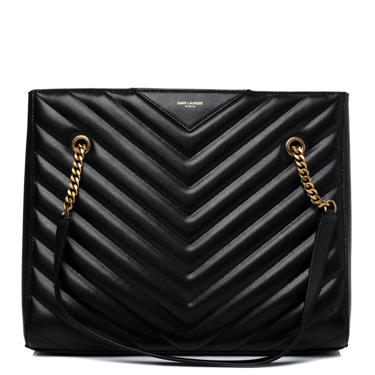 Grain De Poudre Matelasse Chevron Medium Tribeca Shopping Bag Black