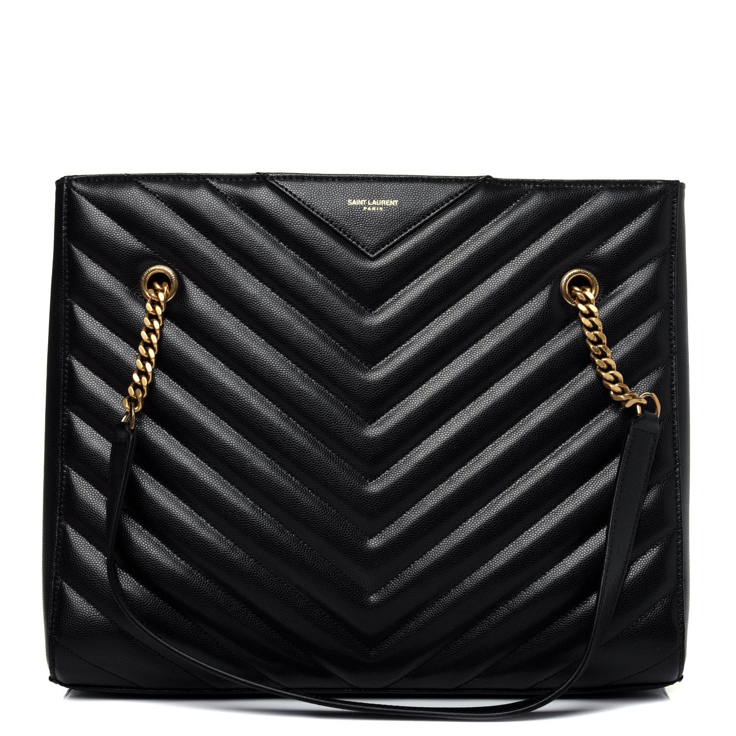Saint Laurent Grain De Poudre Matelasse Chevron Medium Tribeca Shopping Bag Black 1 of 14