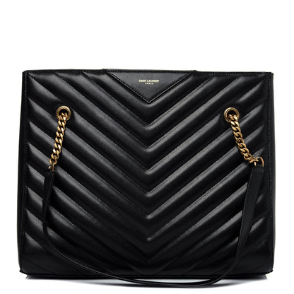 Saint Laurent Grain De Poudre Matelasse Chevron Medium Tribeca Shopping Bag Black 1 of 14