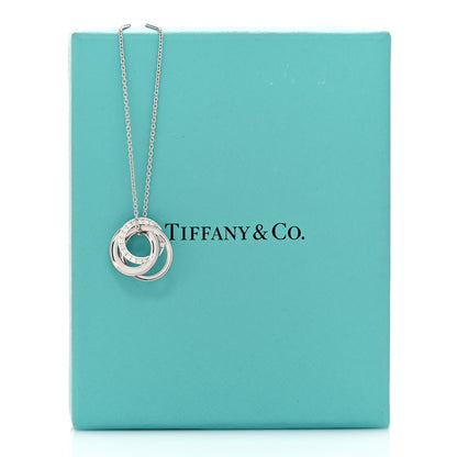 Tiffany 18K White Gold Diamond Triple Interlocking Circles Pendant Necklace 5 of 5