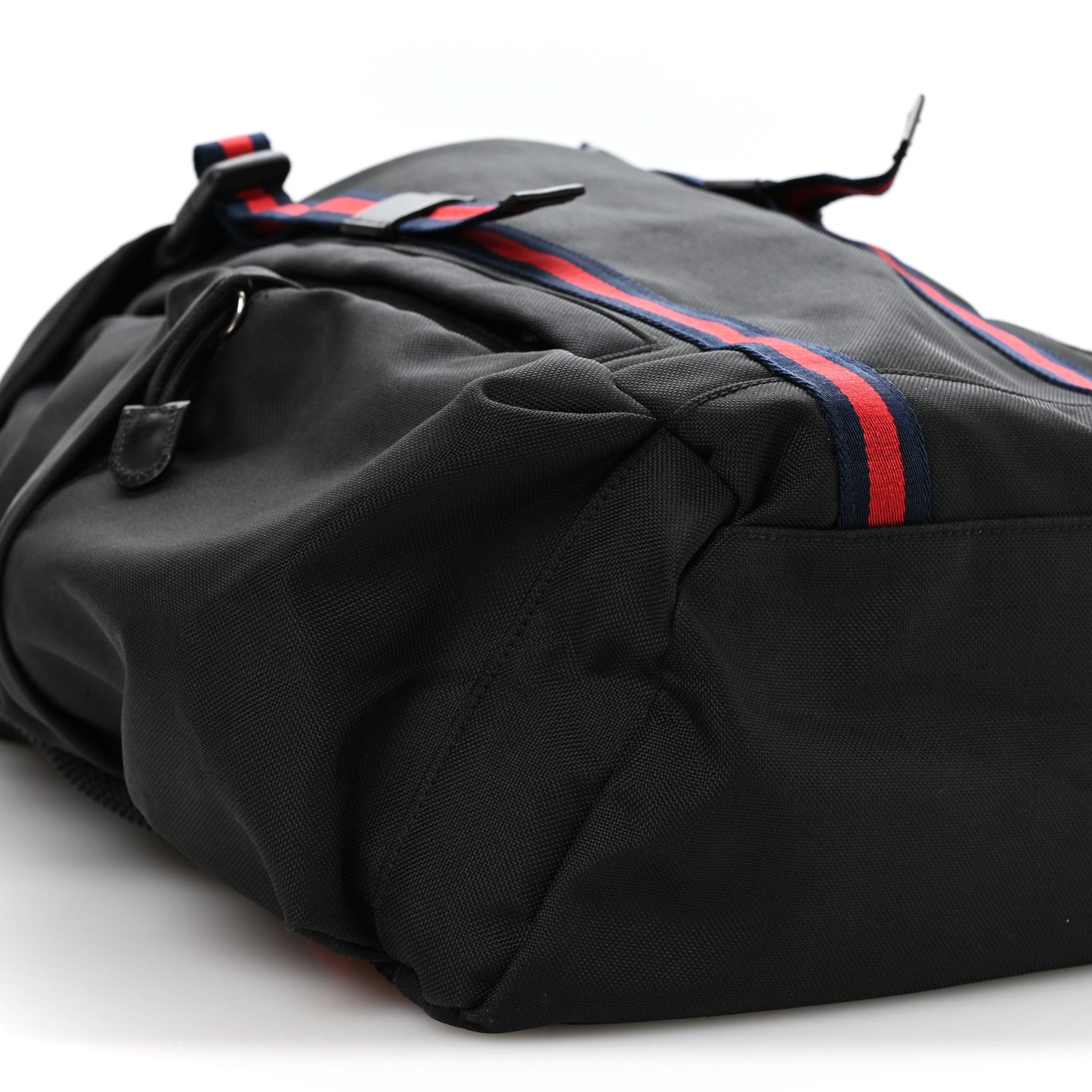 Techno Canvas Web Double Buckle Backpack Black