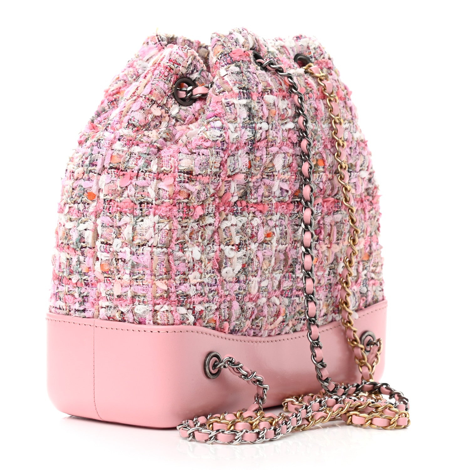 Chanel Tweed Calfskin Quilted Gabrielle Backpack Pink 3 of 9