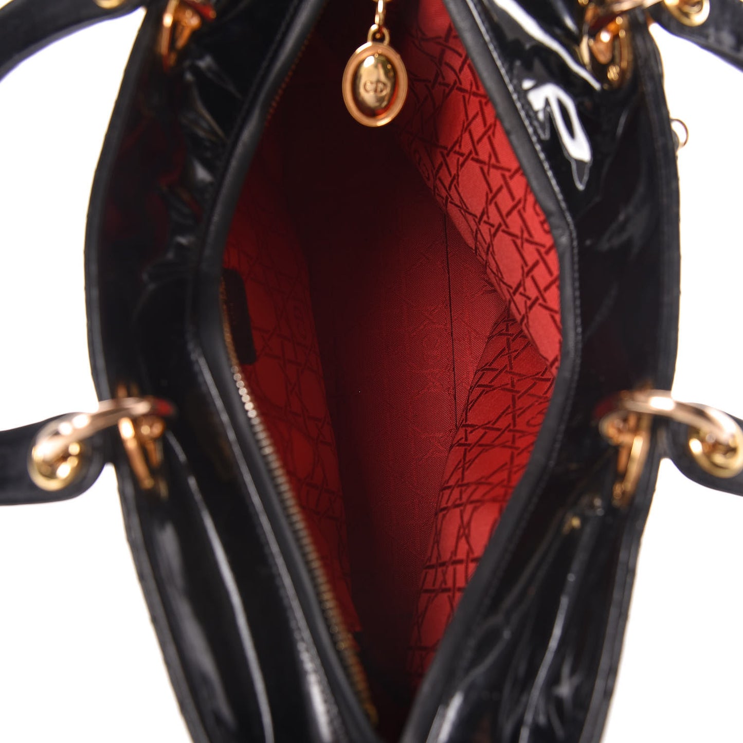 Patent Cannage Large Lady Dior Black