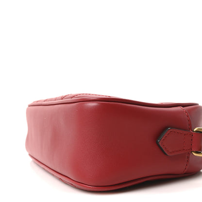 Gucci Calfskin Matelasse Small GG Marmont Chain Shoulder Bag Hibiscus Red 10 of 10