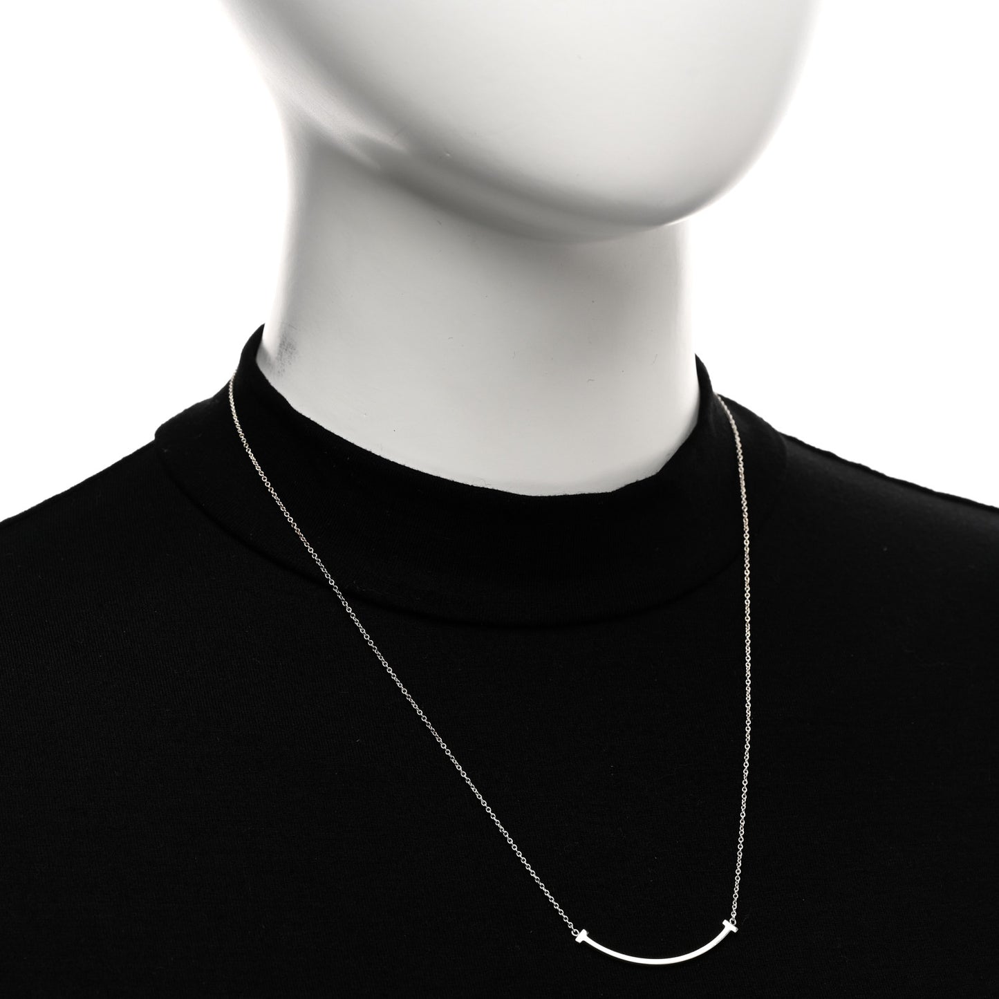 Sterling Silver Small T Smile Pendant Necklace