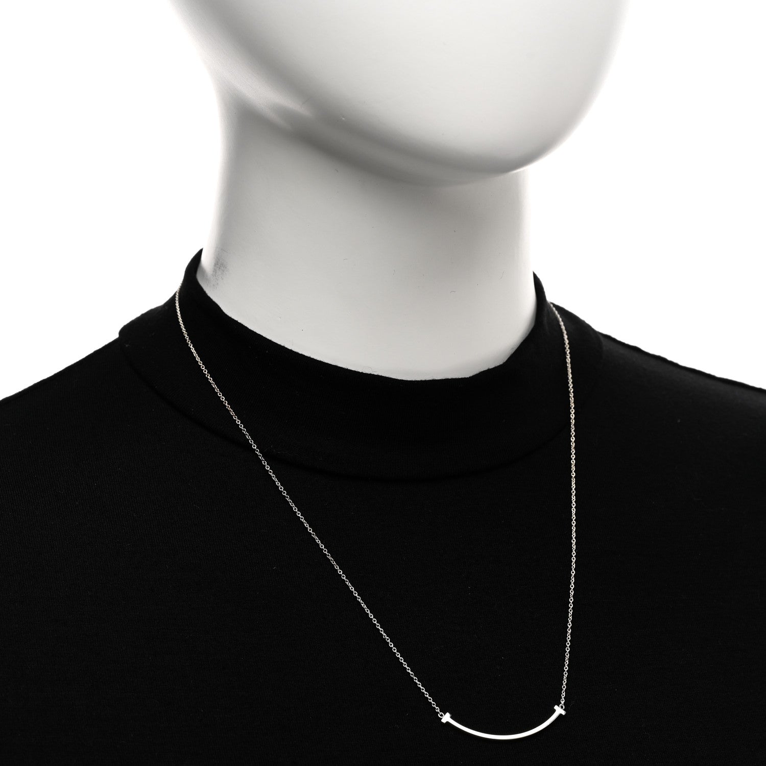 Tiffany Sterling Silver Small T Smile Pendant Necklace 2 of 5