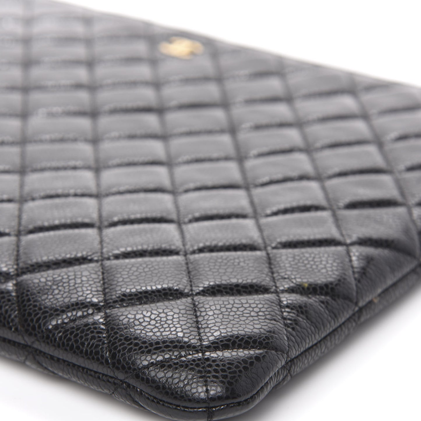 Caviar Quilted Large Cosmetic Case Black