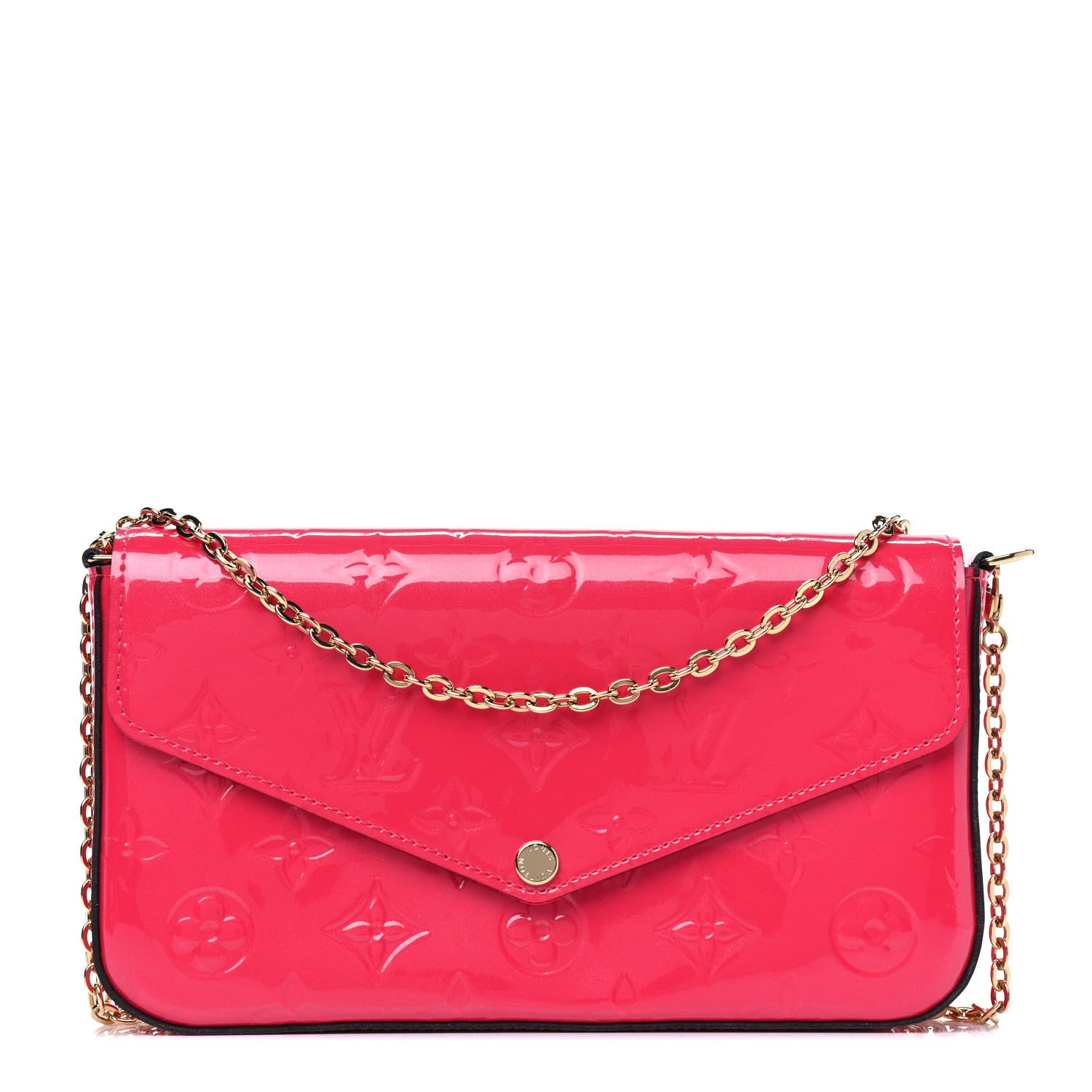 Louis Vuitton Vernis Felicie Pochette Chain Wallet Hot Pink 1 of 6