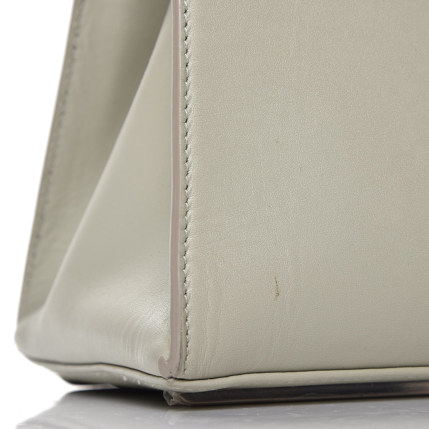 Smooth Calfskin Le Dix M Cartable Shoulder Bag Pearl Grey