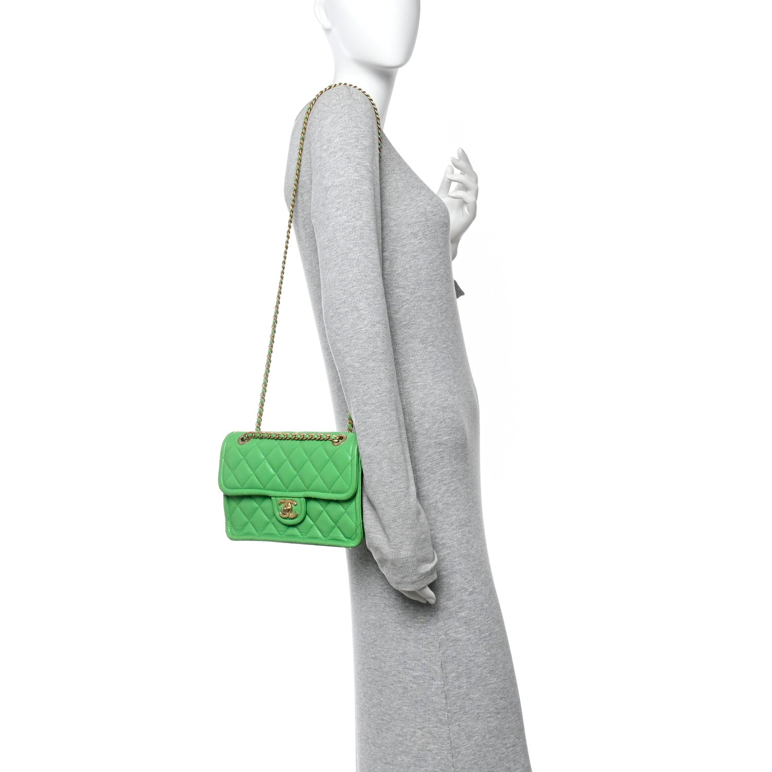 Chanel Caviar Quilted Medium Sweet Classic Flap Green 3 of 10