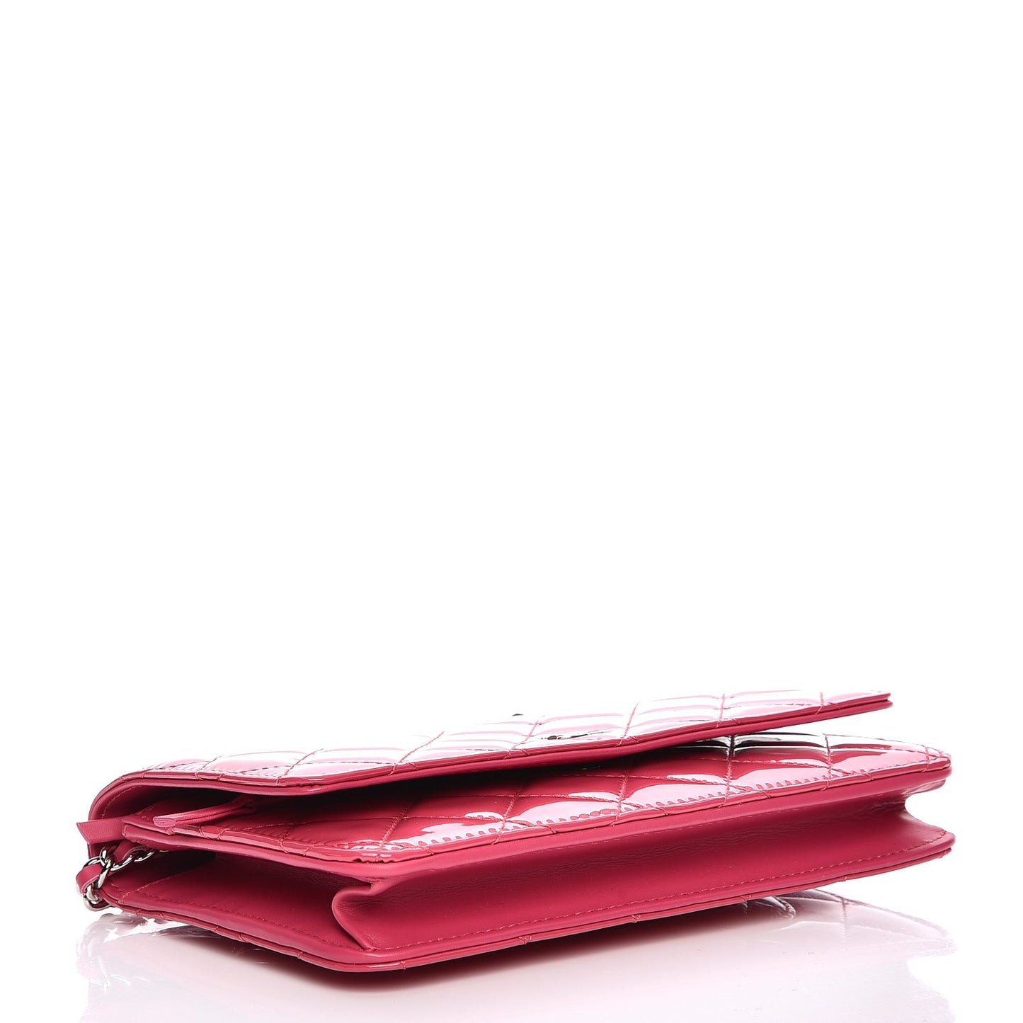 Patent Quilted Wallet On Chain WOC Fuchsia