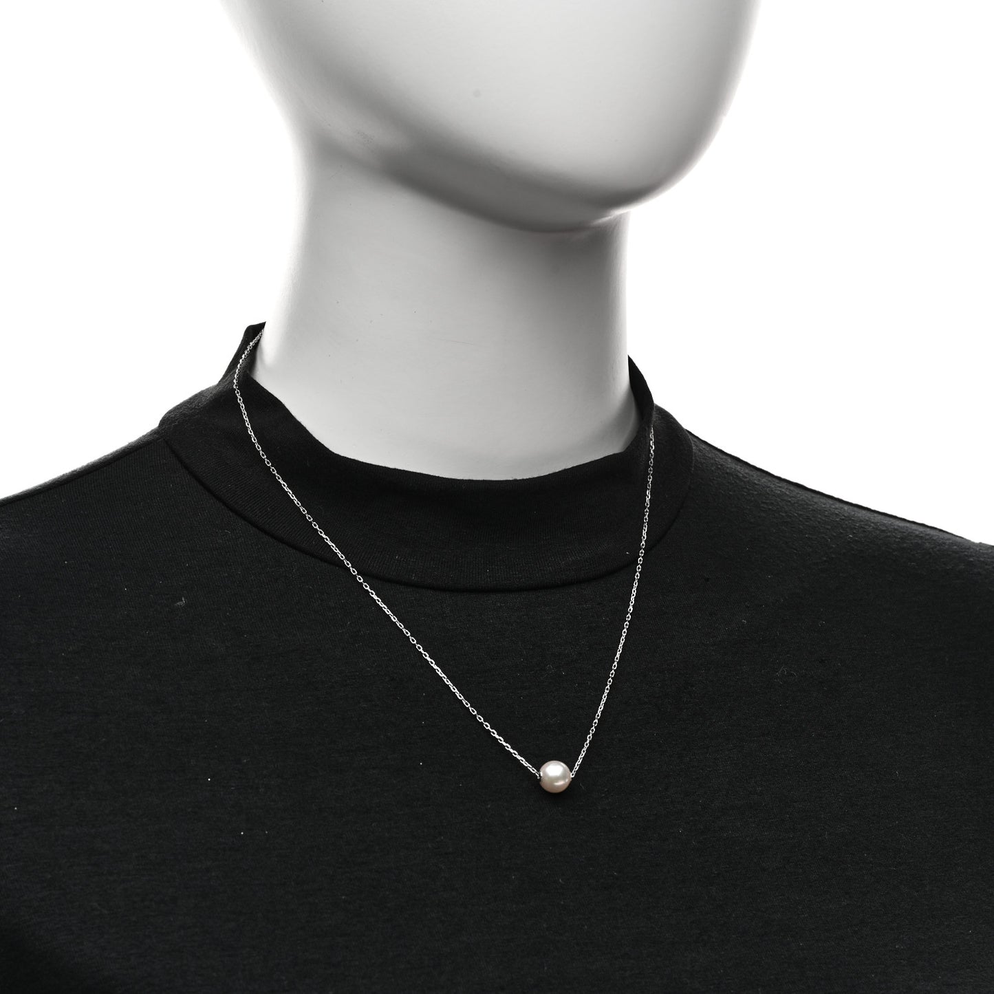 18K White Gold Akoya Cultured Pearl 8-8.5mm Single Pendant Necklace