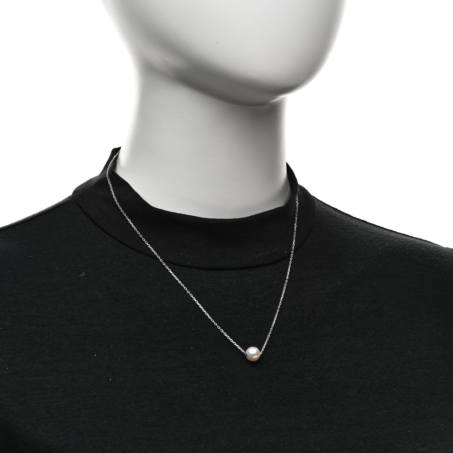 Mikimoto 18K White Gold Akoya Cultured Pearl 8-8.5mm Single Pendant Necklace 2 of 5