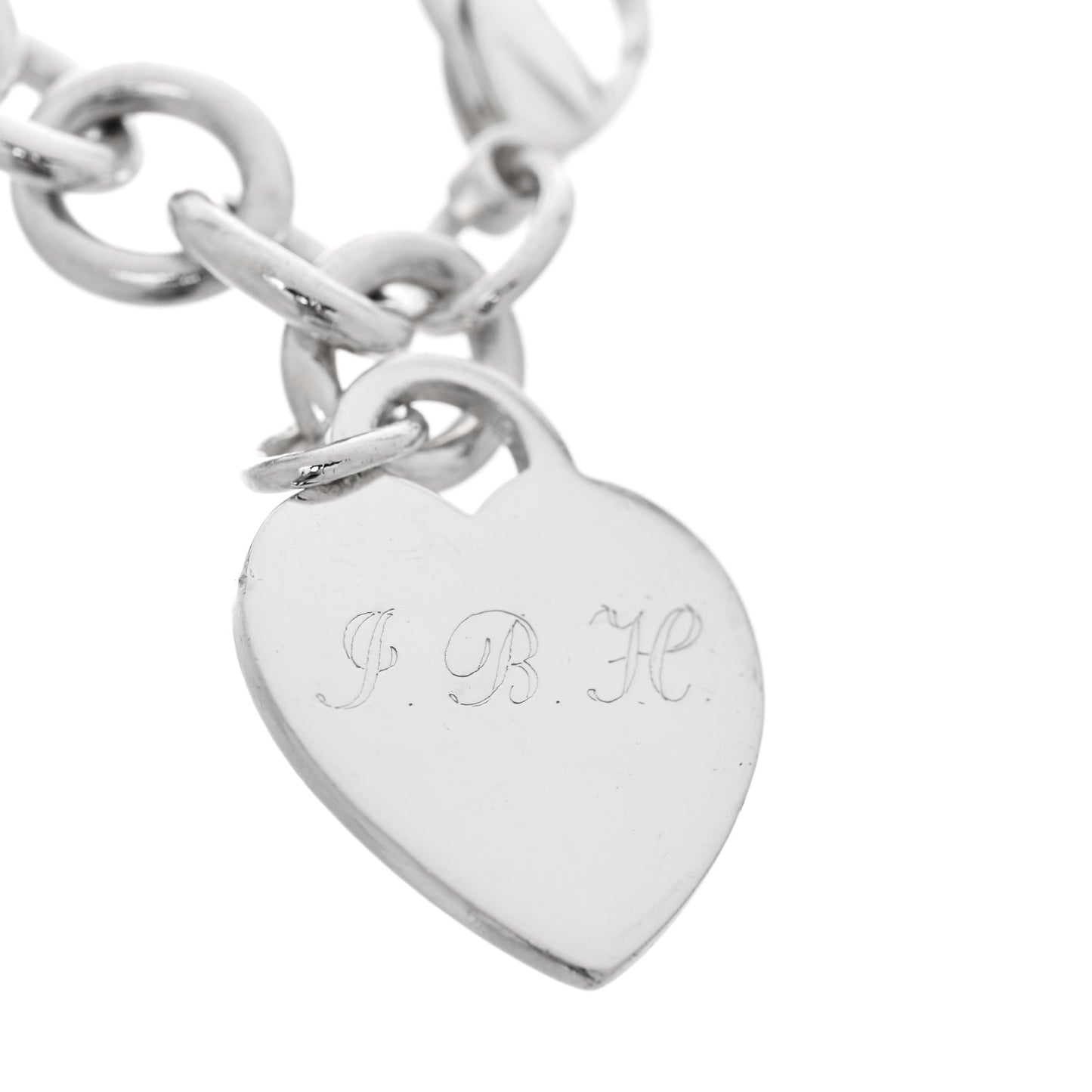 Sterling Silver Heart Tag Charm Bracelet