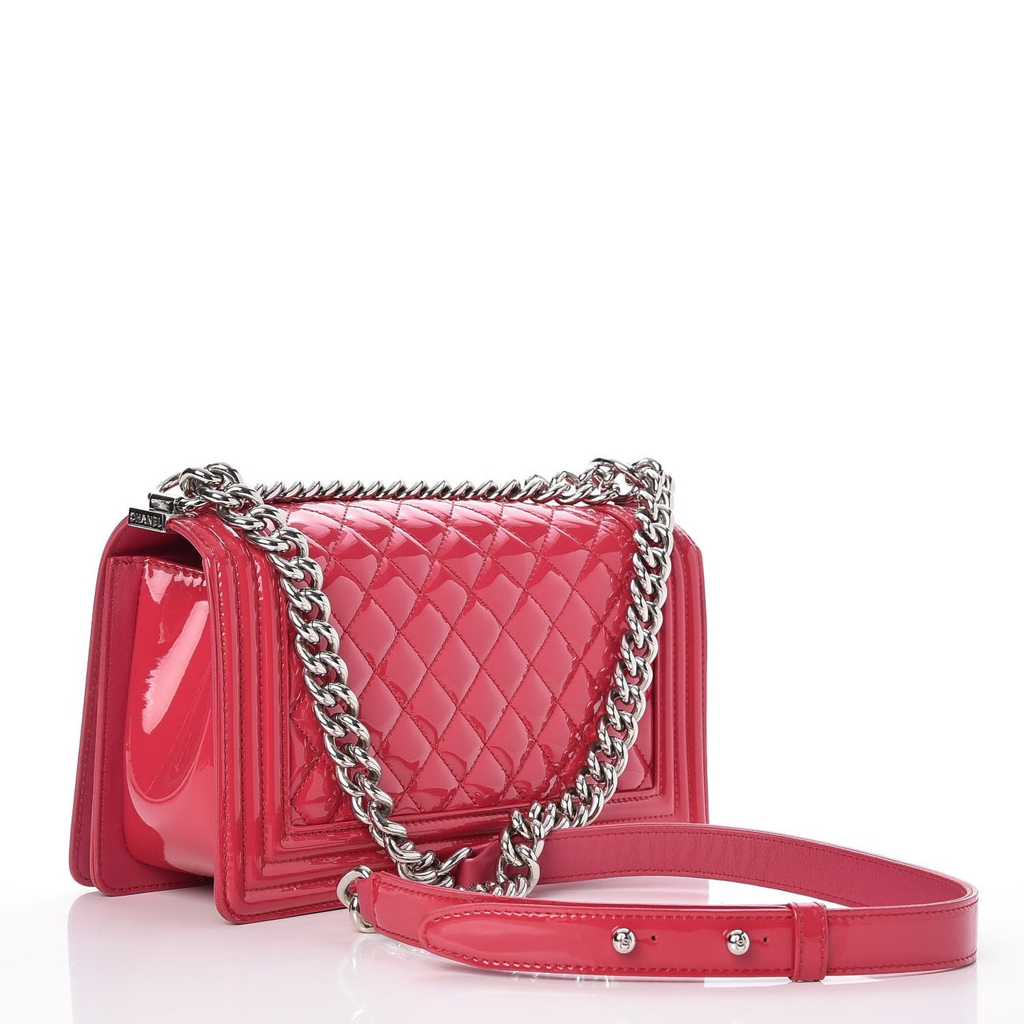 Patent Calfskin Medium Plexiglass Boy Flap Pink