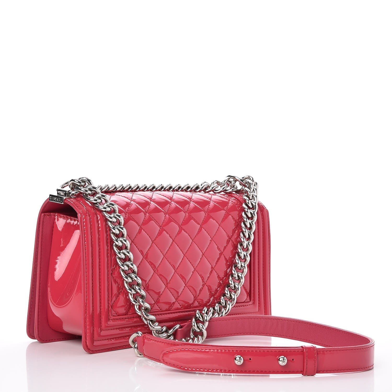 Chanel Patent Calfskin Medium Plexiglass Boy Flap Pink 4 of 8