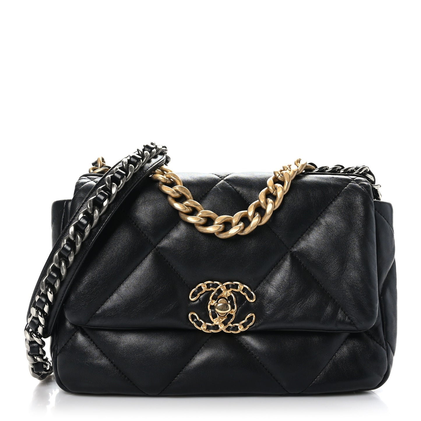 Lambskin Quilted Medium Chanel 19 Flap Black