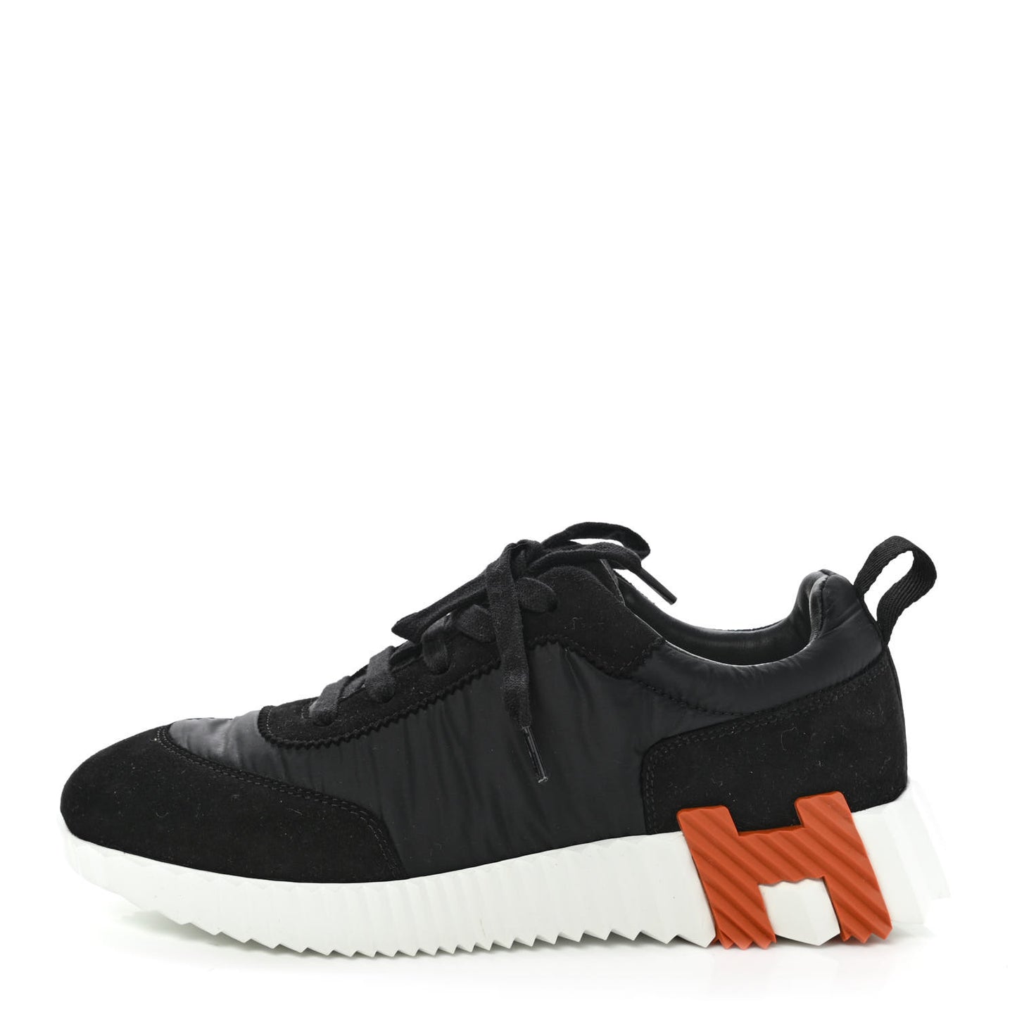 Parachute Fabric Suede Goatskin Bouncing Sneakers 37 Black Orange