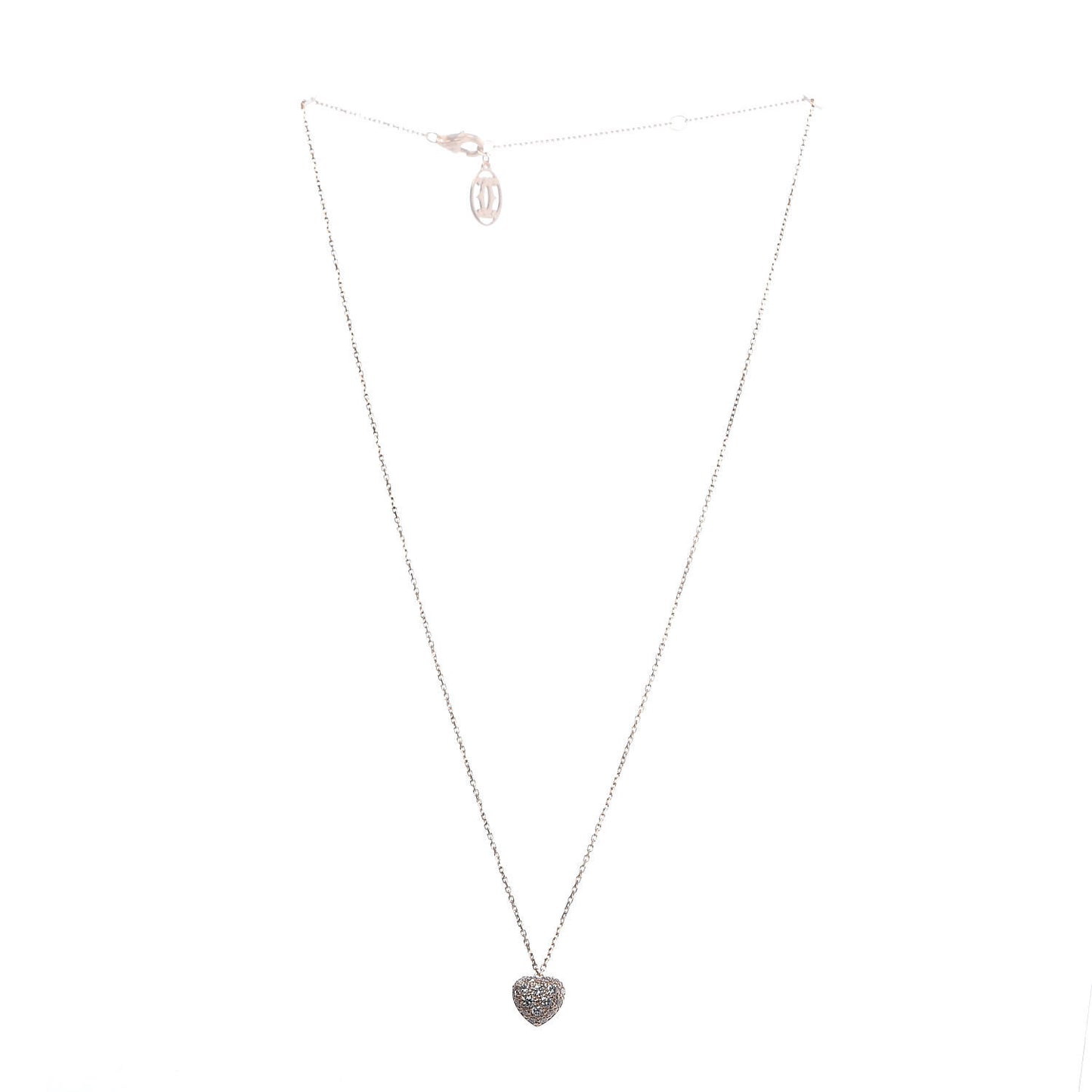 18K Pink Gold Diamond Heart Paved Pendant Necklace