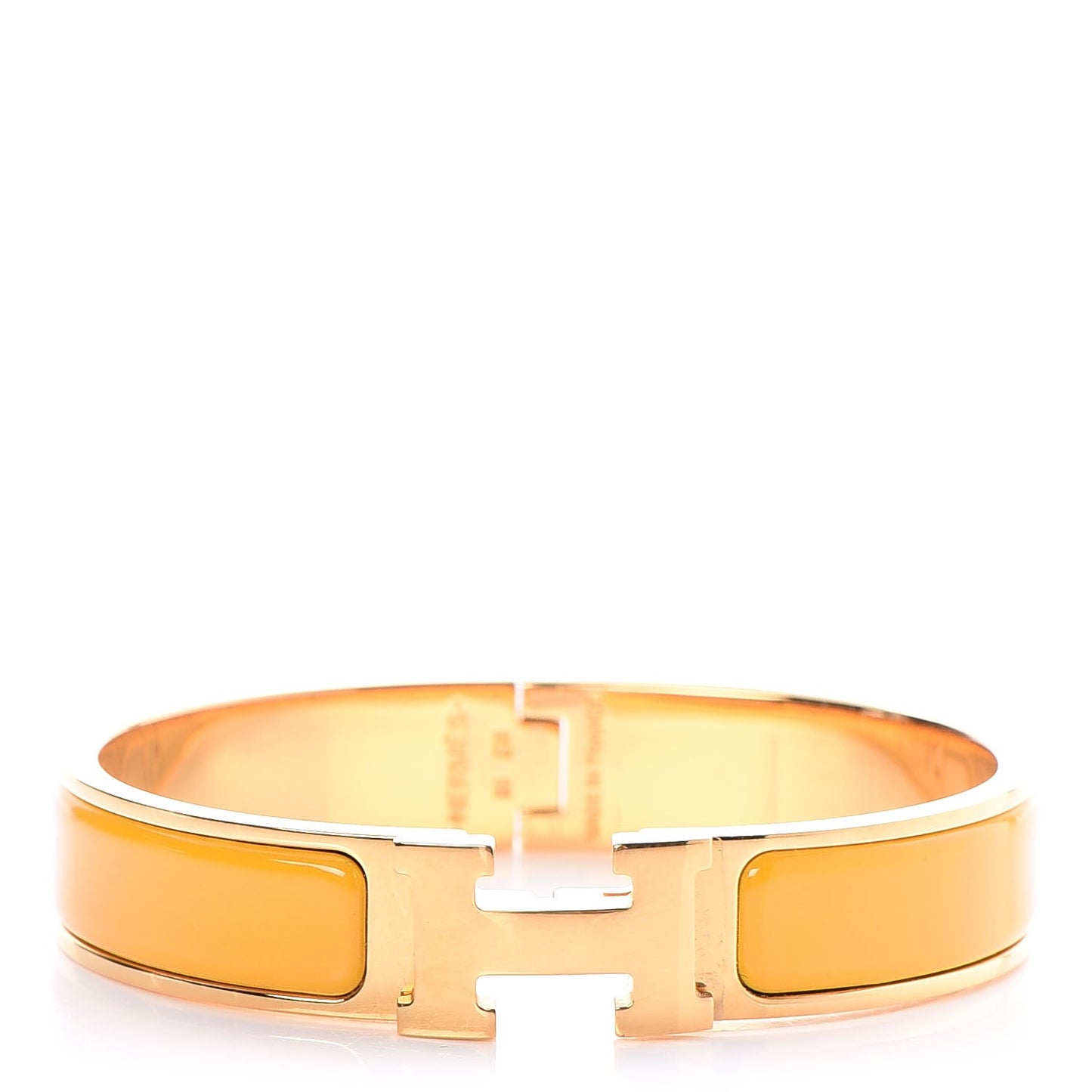 Enamel Narrow Clic Clac H Bracelet PM Jaune Madras