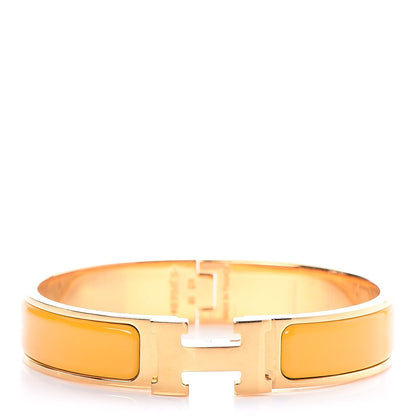 Hermes Enamel Narrow Clic Clac H Bracelet PM Jaune Madras 1 of 5