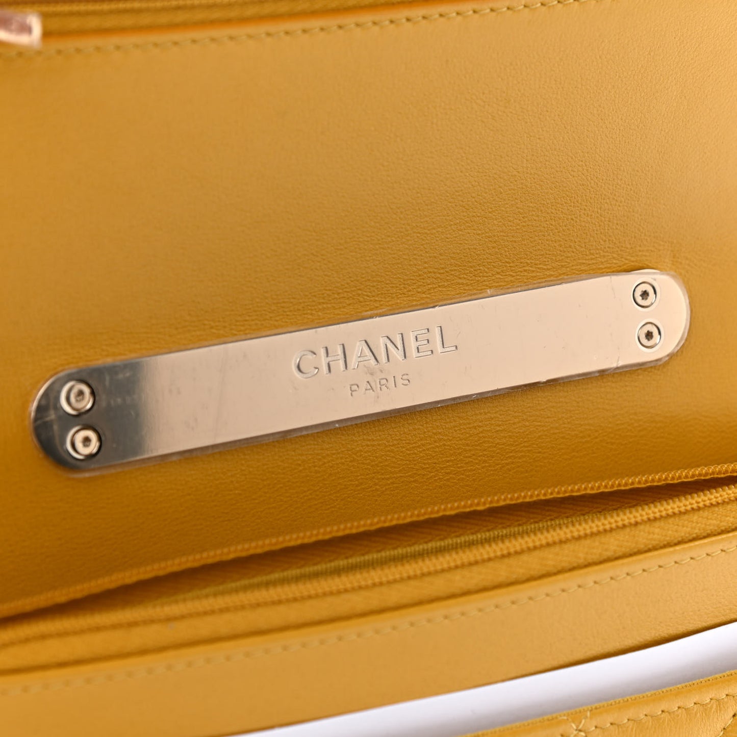 Lambskin Quilted Top Handle Wallet On Chain WOC Yellow