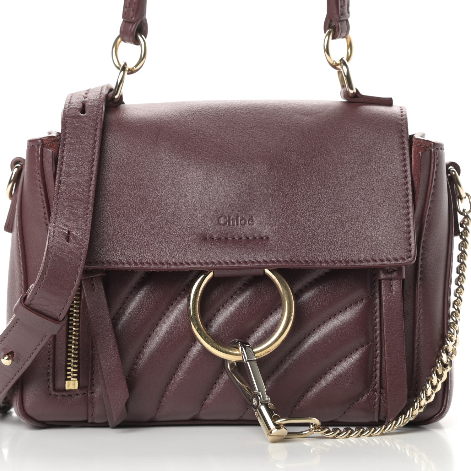 Chloe Calfskin Quilted Mini Faye Day Shoulder Bag Burnt Brown 8 of 12
