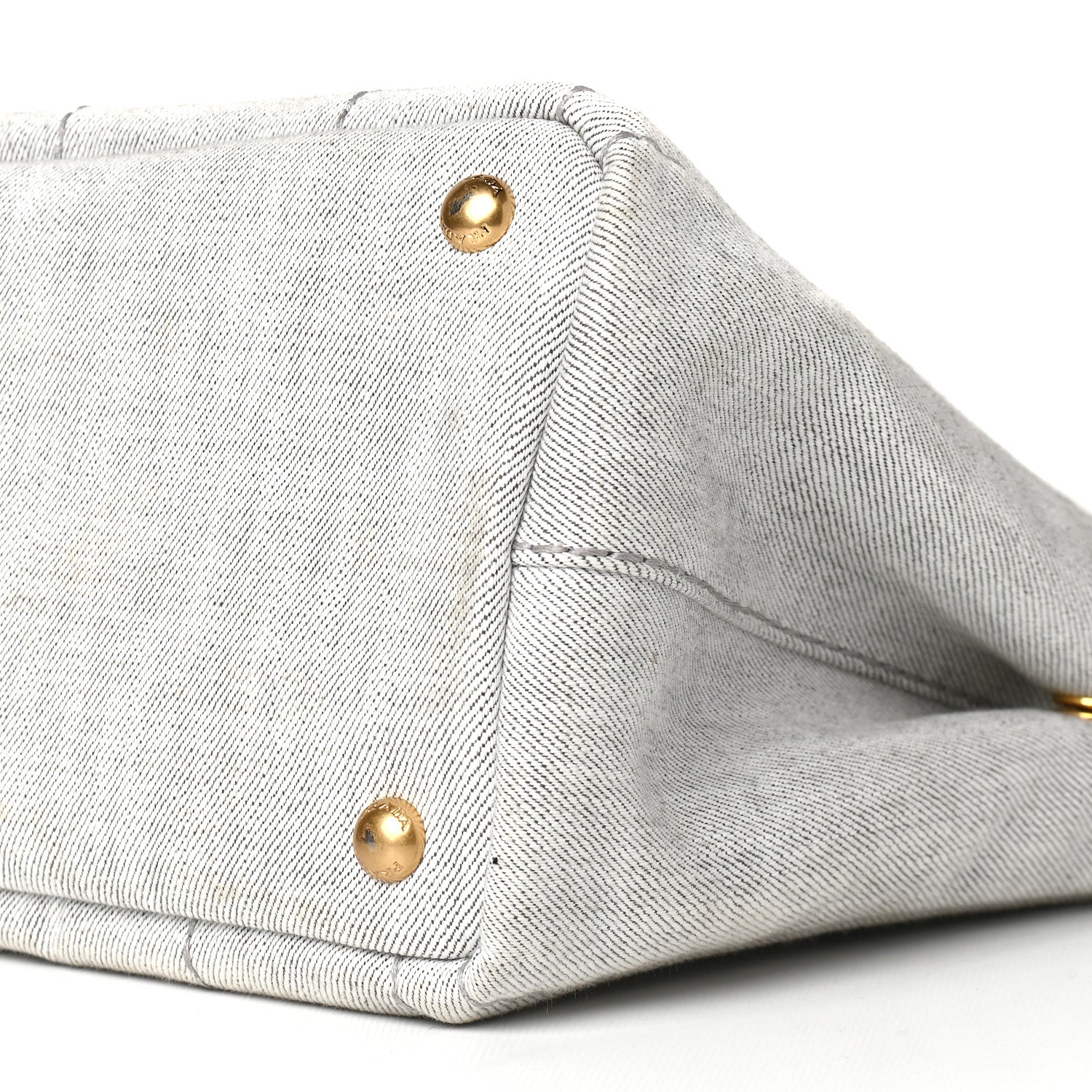 Prada Denim Small Logo Tote Bianco 8 of 9