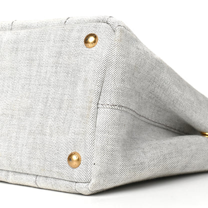 Prada Denim Small Logo Tote Bianco 8 of 9