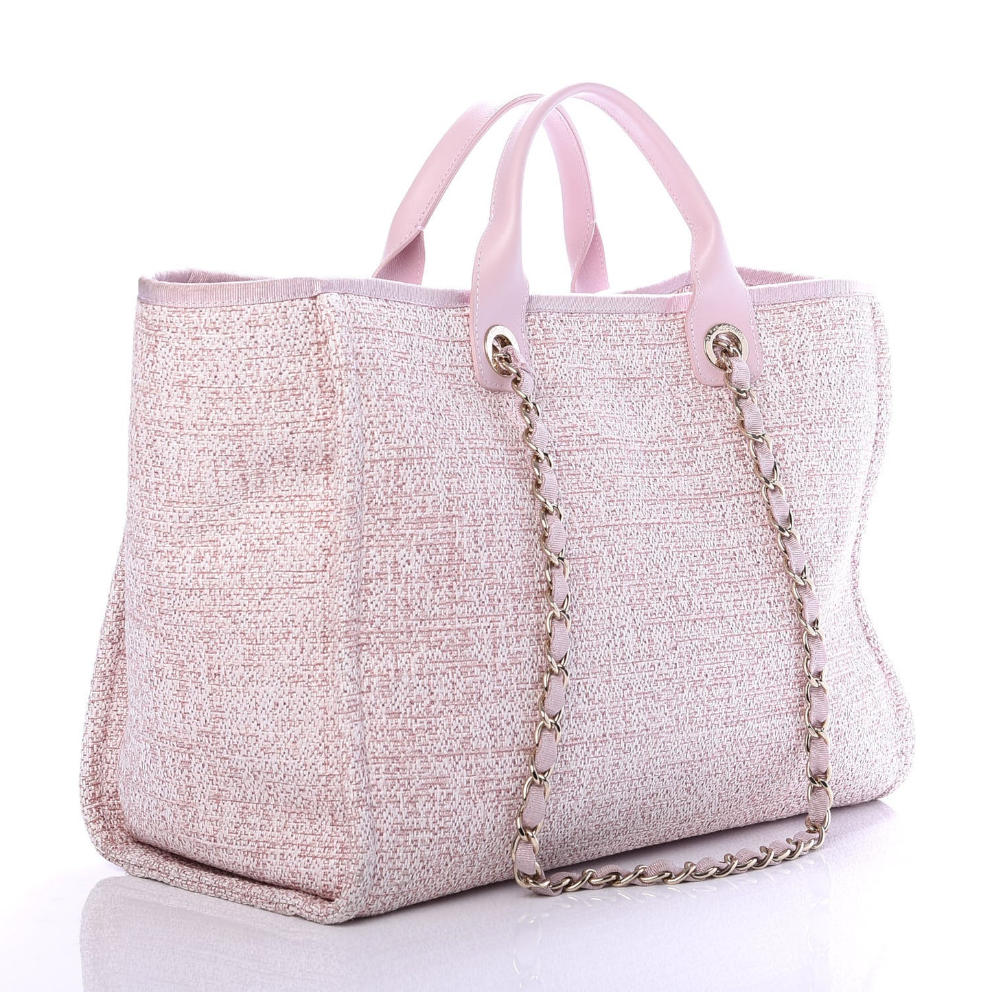 Straw Lurex Large Deauville Tote Pink