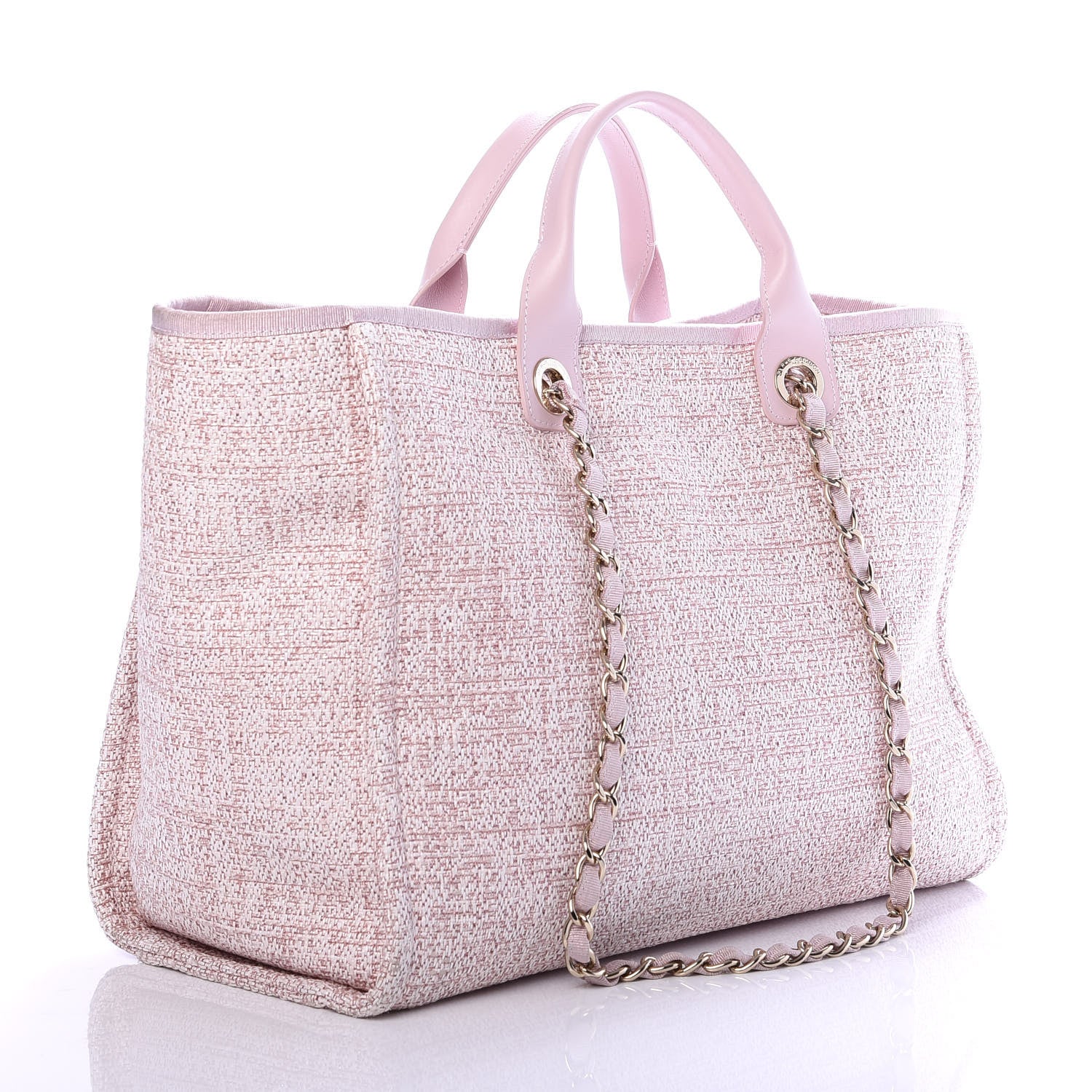Chanel Straw Lurex Large Deauville Tote Pink 3 of 10