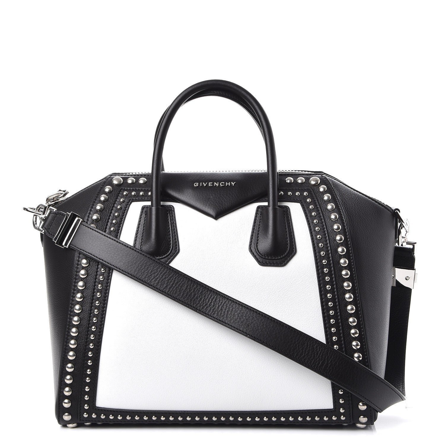Givenchy Calfskin Medium Studded Bi-Color Antigona Black White 1 of 8