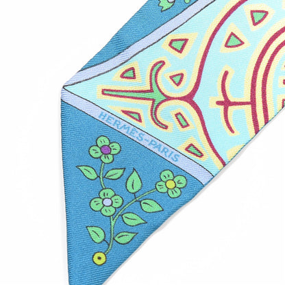 Hermes Silk L'Arbre De Vie Twilly Canard Fuchsia Vert 2 of 3