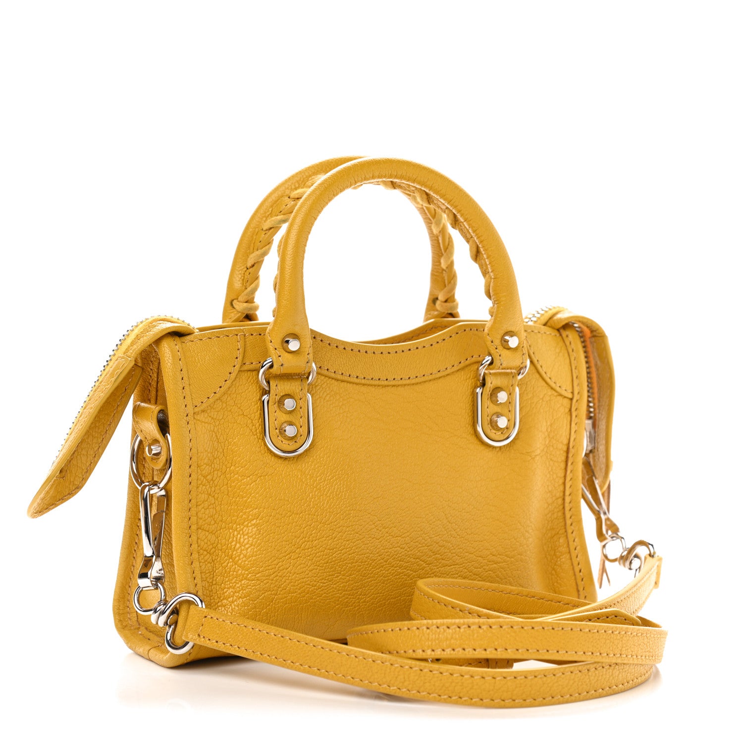 Balenciaga Chevre Silver Metallic Edge Hardware Nano City Jaune Epi 3 of 13