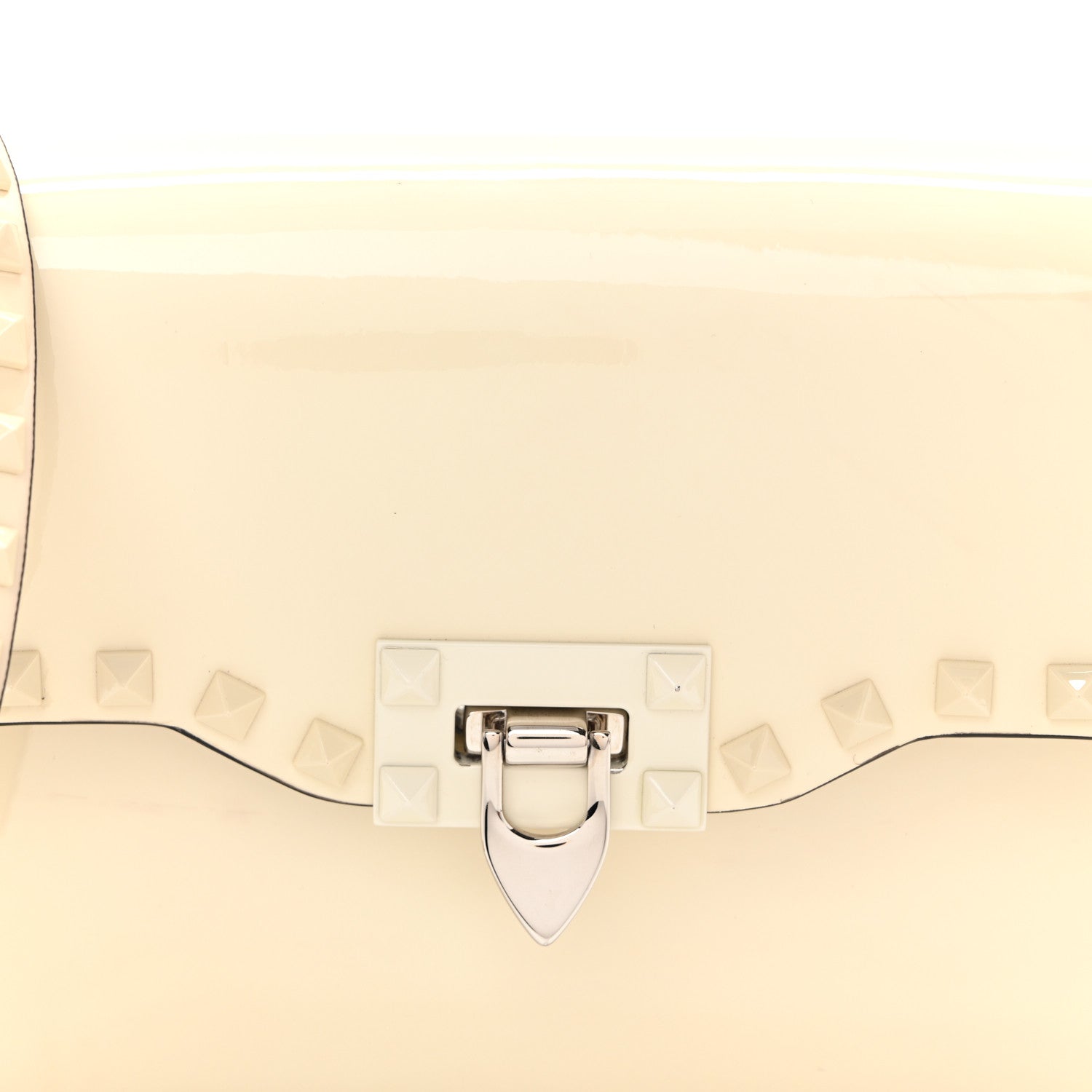 Valentino Garavani Patent Monochrome Medium Rockstud Flip Lock Crossbody Bag Light Ivory 6 of 9