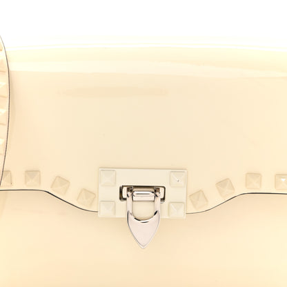 Valentino Garavani Patent Monochrome Medium Rockstud Flip Lock Crossbody Bag Light Ivory 6 of 9